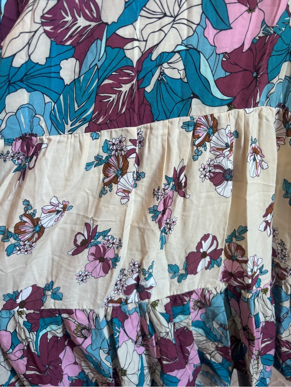 NWT True Craft Floral Tiered Midi Dress Small Boho Sleeveless Rayon Cottagecore - Picture 4 of 10